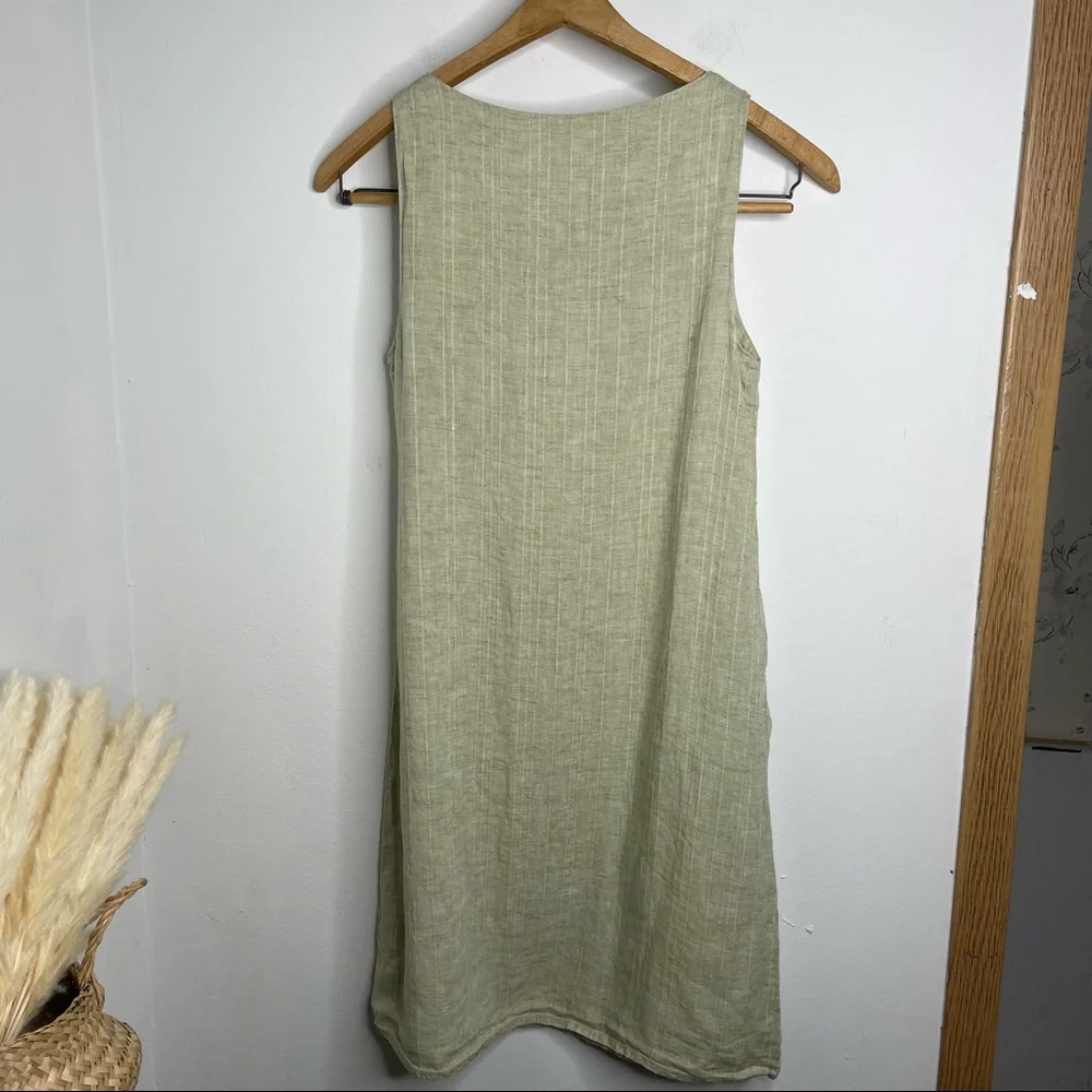 Flax Light Sage Green Linen Shift Dress